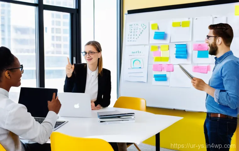 협력적 창의성 관련 최신 연구 동향 - **Prompt 1: Diverse Team Brainstorming for Innovation** "A vibrant and energetic scene featuring...